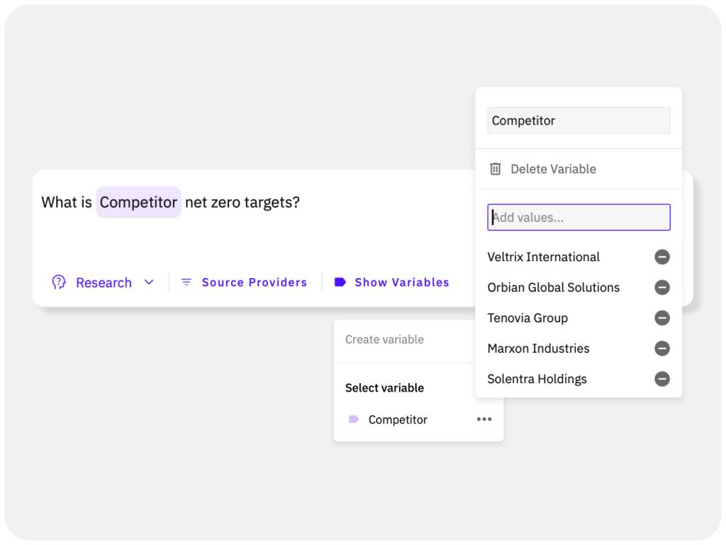 Use Variables to broaden your research.