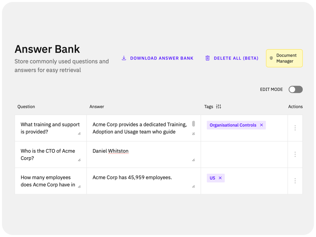 Answer Bank